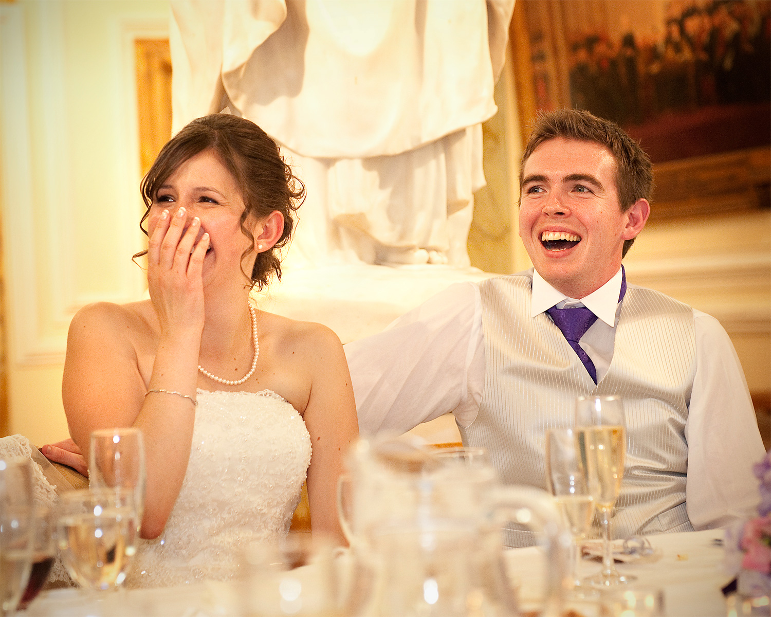 Cardiff-wedding-reception-Laughing-Bride-Groom-City-Hall-Cardiff-wedding-photographer